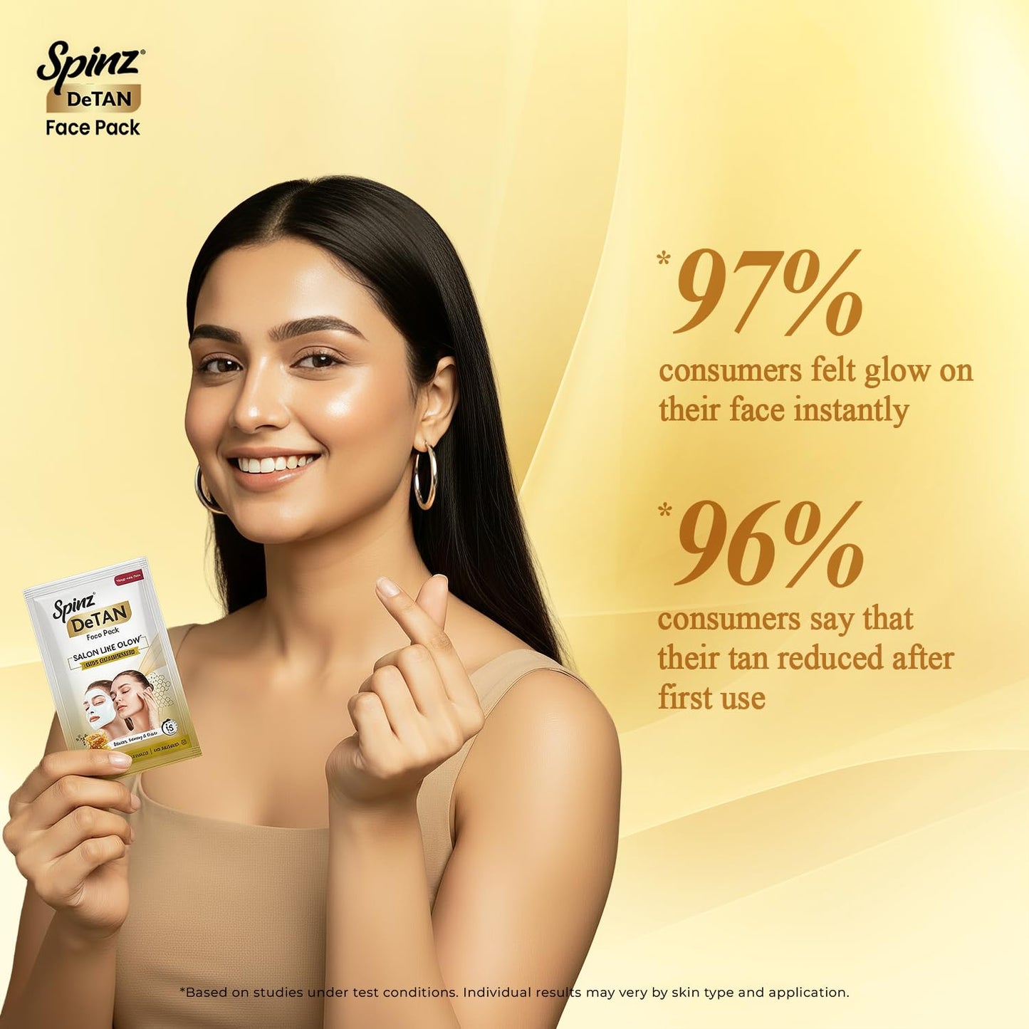 Spinz DeTan Face Pack with Besan, Honey & Kojic Acid | Tan Removal cream for Brightening & Glow | Salon-like Glow in 15 mins | 144g, Pack of 2 (72g x 2)