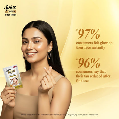 Spinz DeTan Face Pack with Besan, Honey & Kojic Acid | Tan Removal cream for Brightening & Glow | Salon-like Glow in 15 mins | 144g, Pack of 2 (72g x 2)