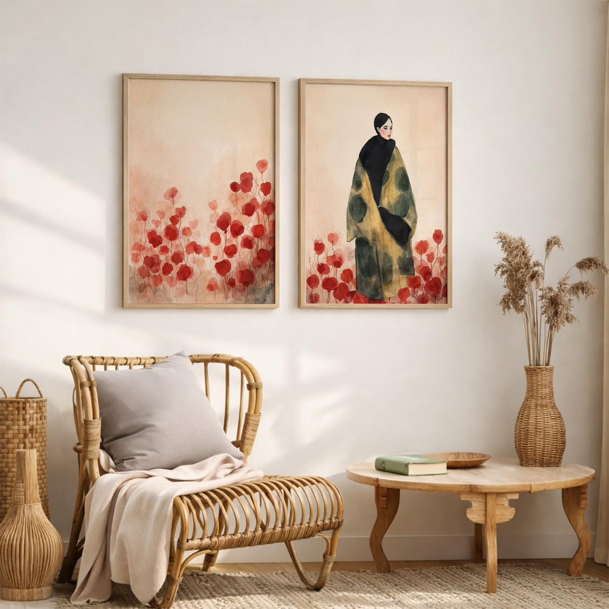 Modern Art Wall Painting Set of 2 for Living Room | Premium HD Printed Wall Frames for Bedroom, Office & Home Decor | Minimalist Contemporary Wall Art (Ready to Hang) (M.3, 13x19 inches)