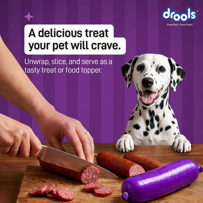 Drools Adult & Puppy Sausage for Dog, 450g | Liver Flavour | High Protein | Treat & Food Topper | Grain Free | Best for Training & Bonding | No Preservatives
