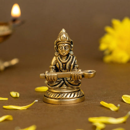 100% Pure Brass Annapurna Devi Idol Murti | Annapoorani Statue Pooja Room Home Temple Decor | Annapurna MATA Figurine Kitchen Blessing Hotel Counter Housewarming Gift Spiritual Decor
