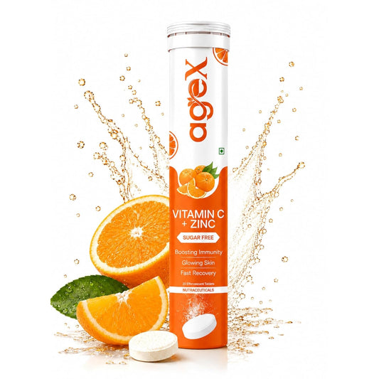 Vitamin C+Zinc Effervescent Tablets | Natural Amla Extract 1000mg + Vit C 80mg + Zinc 10mg | Immunity Booster for Skin, Hair & Nails | Supports Collagen Production |Orange Flavour | Sugar-Free | 20 Effervescent Tablets (Pack of 1)