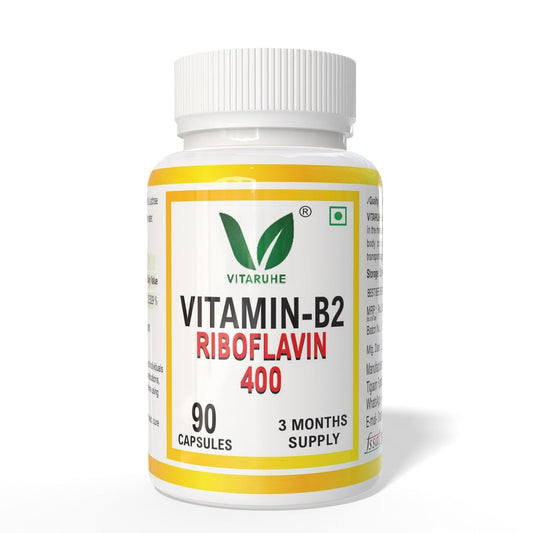 VITARUHE® Vitamin B2 Riboflavin – High Potency Vitamin B2 for Energy, Metabolism, Vision & Skin Health | Supports Red Blood Cell Formation & Nervous System Function | 90 Vegan Capsules | No Artificial Additives | Non-GMO