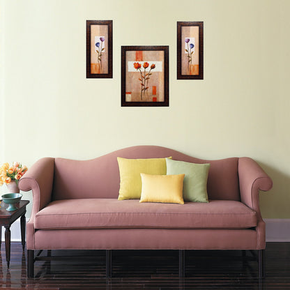 3 PC Set of Floral Paintings (1091a) Without Glass 5.2 X 12.5, 9.5 X 12.5, 5.2 X 12.5 INCH