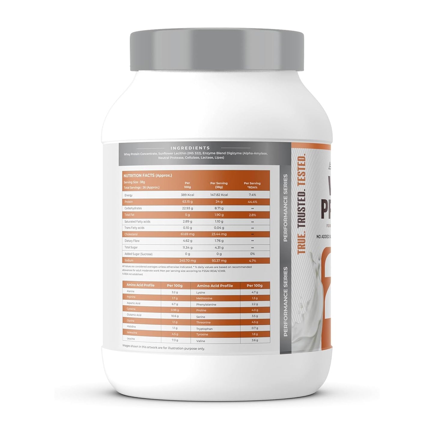 Supplement container with label on a white background