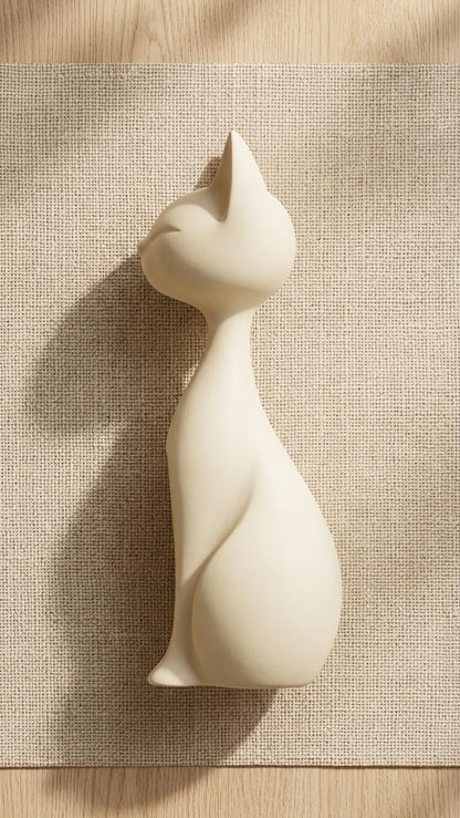 Meditation Cat Statue White | 3D Printed Yoga Cat Figurine | Sitting Cat Sculpture with Serene Expression | Home Décor Showpiece & Gift Item