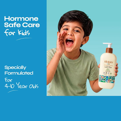 Tikitoro Kids Nourishing Body Wash | Pediatrician Approved | Vegan | Cleanses, Moisturizes & Nourishes Skin | Almond, Calendula, Pomegranate Extract | No Parabens & Sulphates, Age 4+ years (300ml)