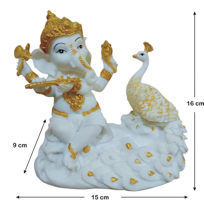 Ganesha Ganesh Ganpati Gajanan Statue Idol Murti Gift Item Decorative Showpiece Multicolor Polyresin Pack of 1 (B014)
