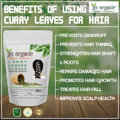Go Organic Curry Leaves Powder Curry Leaves to Grow Long, Strong and Shiny Hair (100 Grm)