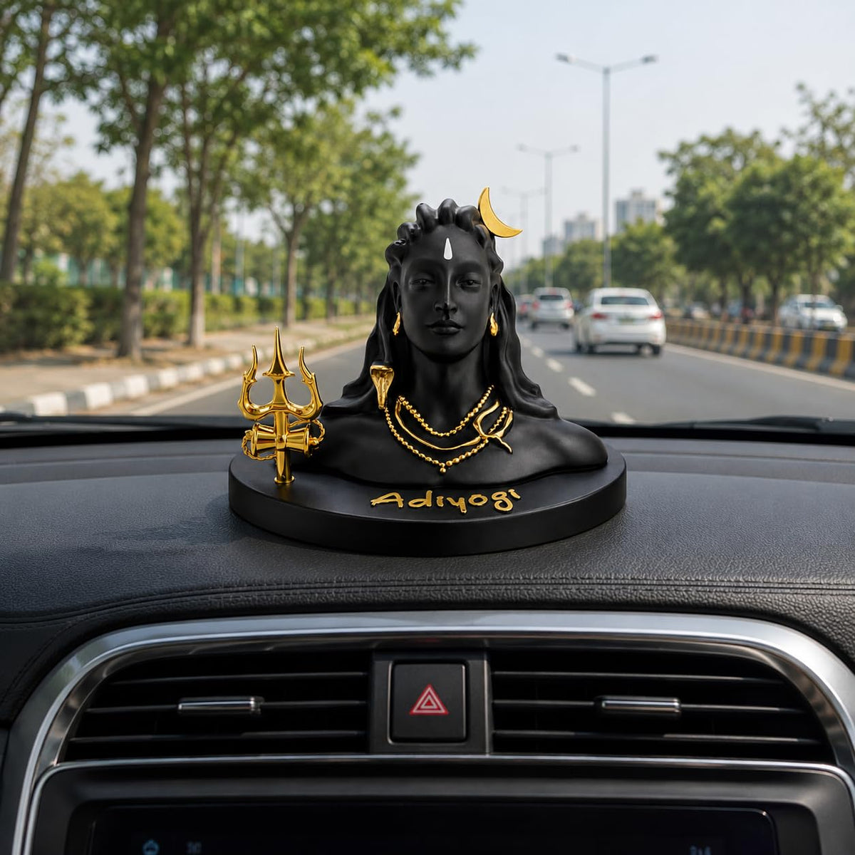 B.R STORE Lord Shiva Adiyogi Idol with Golden Trishul