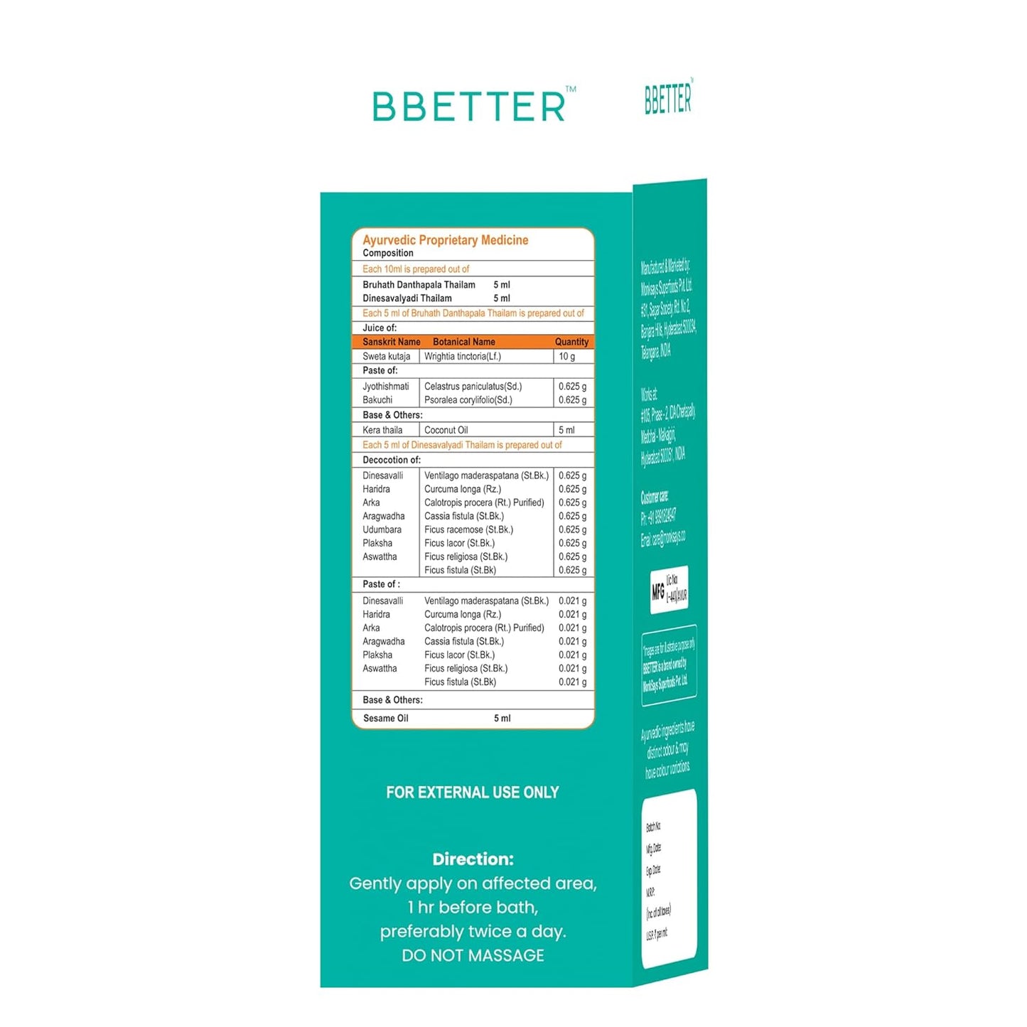 BBETTER Psoria Tejas - Oil for Skin Health Management | Steroid-Free Formula for Dry Itchy and Flaky Skin Helps Soothe Irritation Redness & Promote Hydration | Made by age old Ayurveda