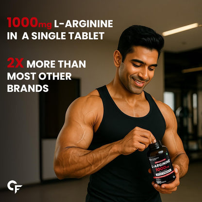 Carbamide Forte L Arginine 1000mg Tablets | L Arginine Tablet Supplement for Men & Women | Nitric Oxide Booster | Supports Blood Flow, Oxygen Delivery & Workout Performance | Veg 180 Tablets