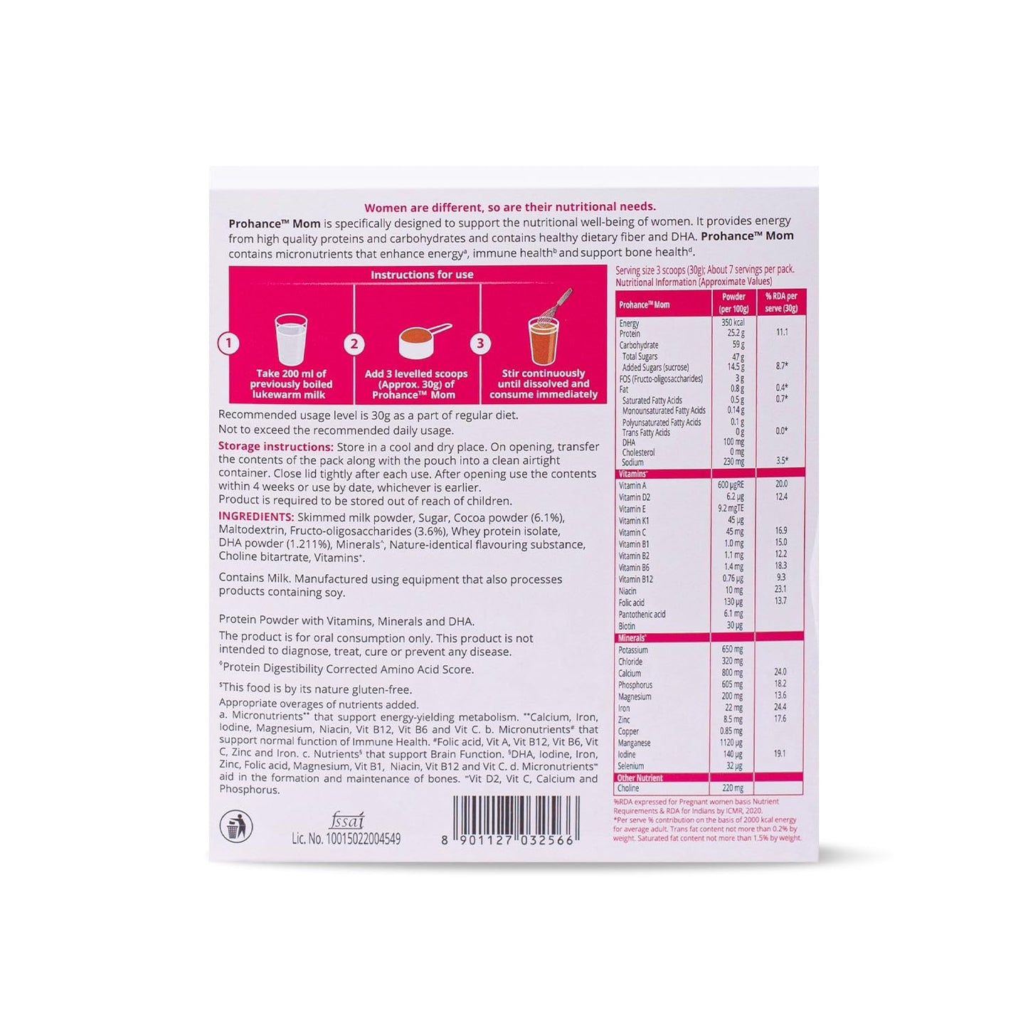 Prohance Nutritional Chocolate Drink for Pregnancy - 200g | Fetal Growth & Brain Development| Contains Dietary Fiber | Proteins, DHA, 25 Vitamins & Minerals
