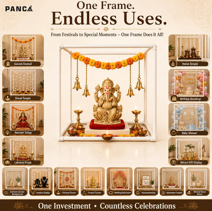 PANCA 40cm Ganpati Mandap for Ganesh Chaturthi Idol Home Decor | Ganesh Murti Sthapana Stand | DIY Pooja Pandal Backdrop Frame Setup | Home Temple Decoration Platform