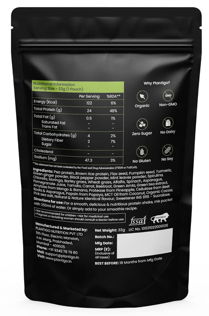 Black packaging with nutritional information and branding details on a white background