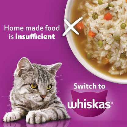 Whiskas Adult (1+ year) Wet Cat Food, Ocean Fish Flavor, 80 g Hydrating Food Made With Real Fish, 100% Complete & Balanced Nutrition for Adult Cats