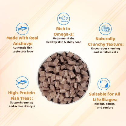 Petoska Tuna Fish Cat Treats –100g | Air-Dried Real Tuna Bites with Taurine & Omega-3 | Chewy High-Protein Snack for Shiny Fur, Lean Muscles & Joint Strength | for Kittens & Adult Cats