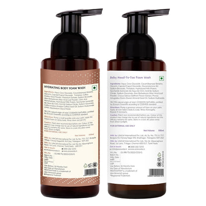 AreoVeda Mom & Baby Wash Combo With Pentavitin, Aloe Vera & Hyaluronic Acid | 24 Hrs Hydration I Soothes Skin, Reduces Irritation | PH Balanced | Cellularly Proven, Ecocert Certified & EWG Verified