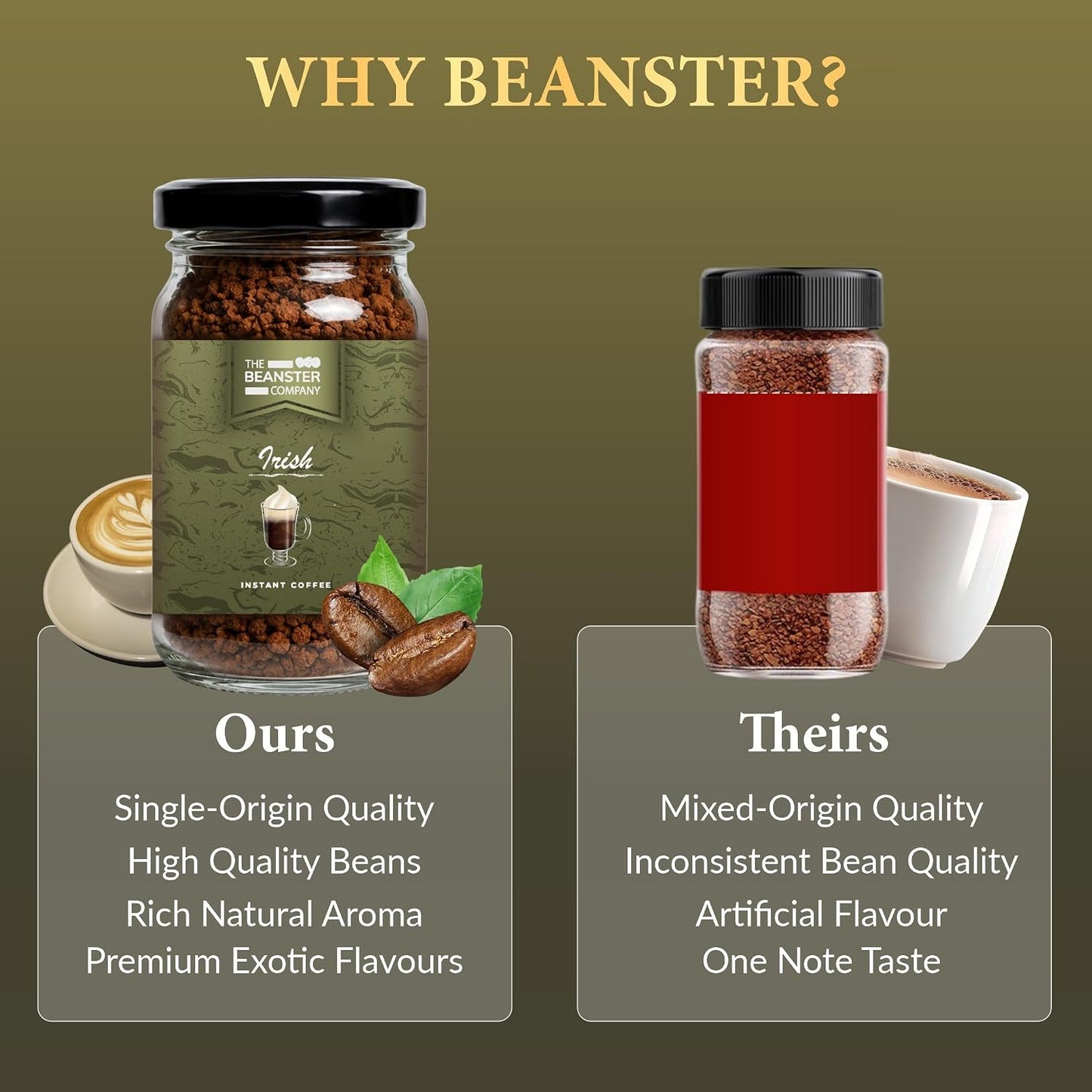 The Beanster Company Irish Cream Flavoured Instant Coffee, 50g