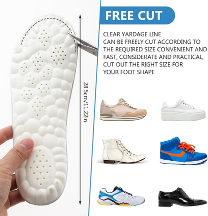 Purastep Memory Foam Shoe Insole, Shock Absorption Sports Inserts Anti-Slip Cropable Insoles Arch Support Orthotic Insoles Soft Elastic Insoles for Men Women | UK 7-8 | 1 Pair
