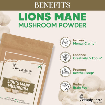 Simply Earth Premium Mushroom Extract Duo: 60g Lion's Mane (100% Pure) + 100g Shiitake Extract Powder - Natural Supplement for Heart, Brain and Immunity