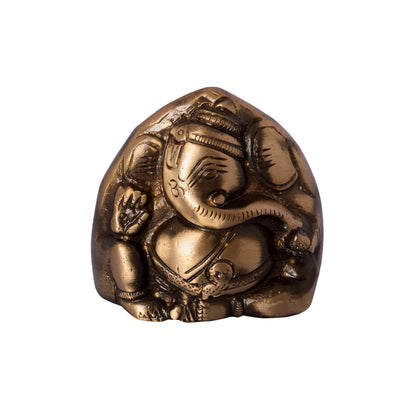 Brass Double Sided Lord Ganesha Idol for Home Decor Car Dashboard | Ganesha Statue | Ganesh Ganpati Murti Gift for Diwali Housewarming Birthday