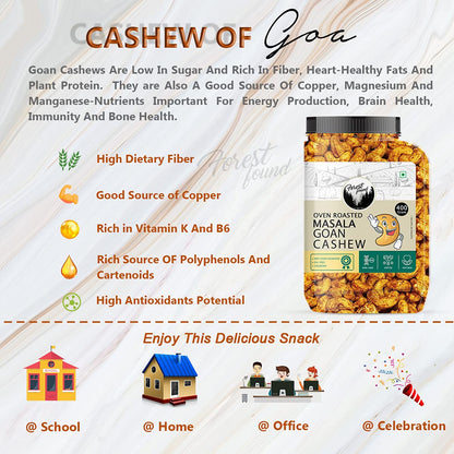 Forest Found Oven Roasted Chilly Masala Cashews (400g) – 100% Oil-Free & Non-Fried Kaju | Low Sodium Healthy Snack | Premium Crunchy Spicy Cashew Nuts