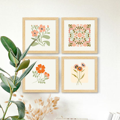 Floral Paintings, 10.0 X 10.0 each, Set of 4