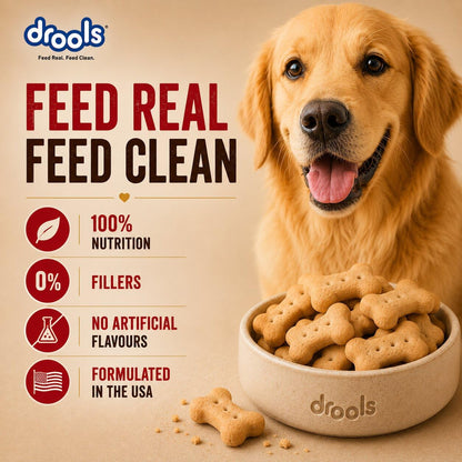 Drools All Life Stages Dog Treat Biscuits 800g Jar | Real Chicken Flavour | All Breed Formula | Promotes Lustrous Skin & Coat | Vitamins & Minerals | Reduces Tartar Build Up