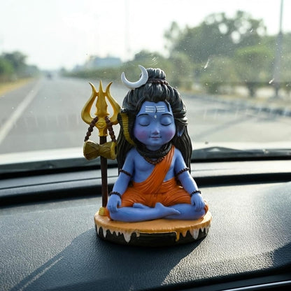 Shivji Idol for Car Dashboard, Home Temple & Office Desk | Compact Resin Mahadev Murti for Puja Room, Table Decor & Spiritual Gift | Small Lord Shiva Statue (Mahadev Mini Statue)