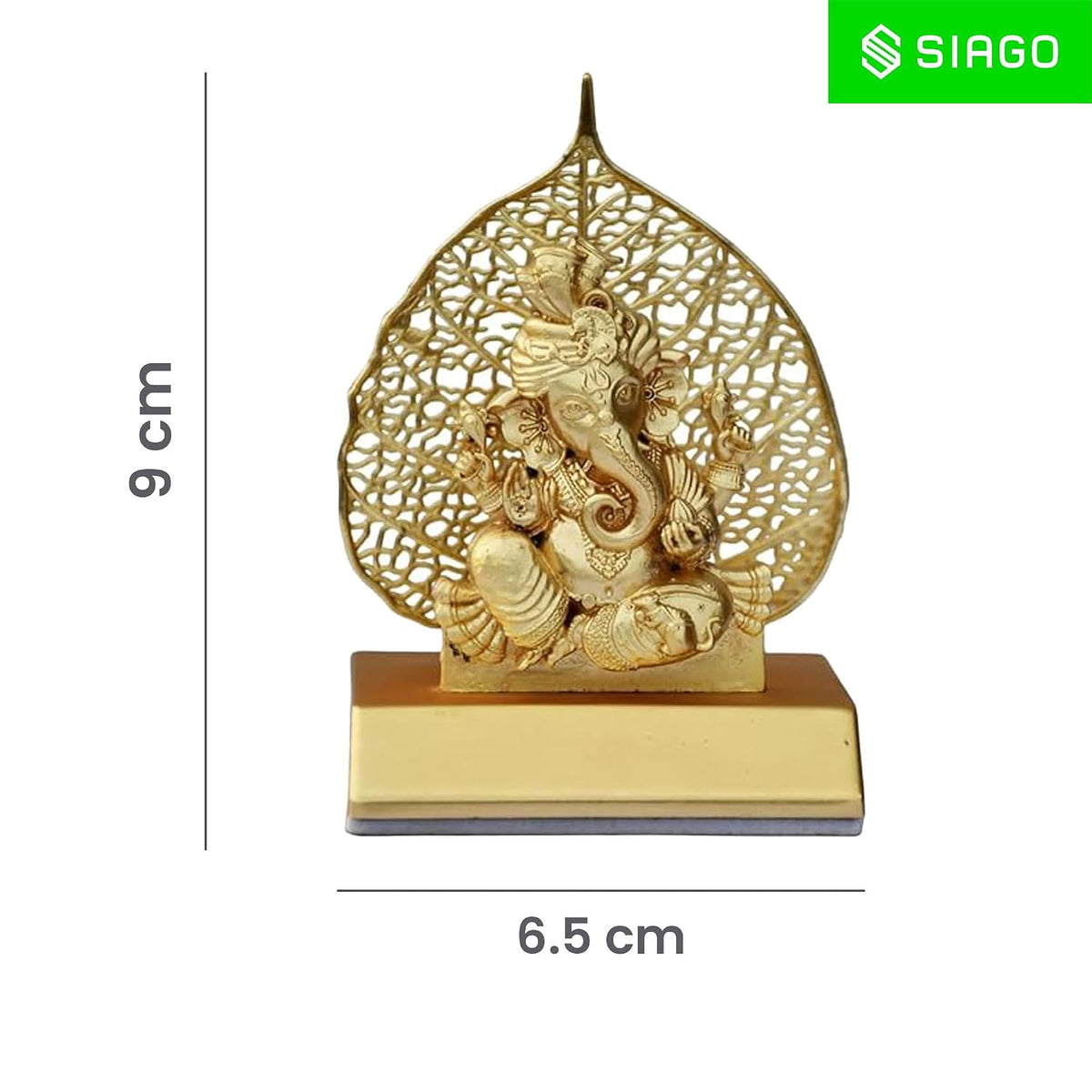 Metal Lord Ganesha Idol – Golden Car Dashboard & Home Decor Showpiece Golden SIA484