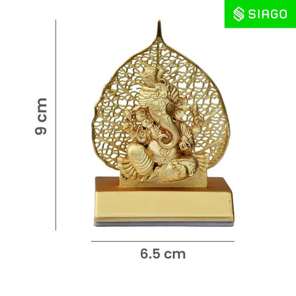 Metal Lord Ganesha Idol – Golden Car Dashboard & Home Decor Showpiece Golden SIA484