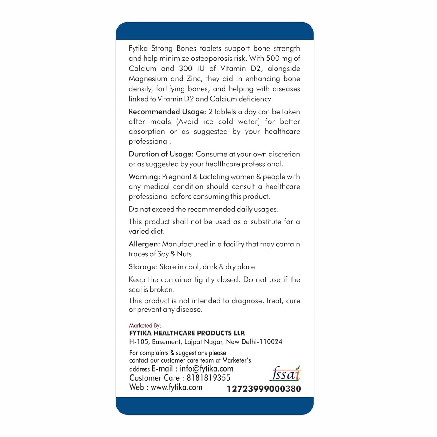 Product label with text on a white background