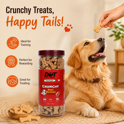 Dogs & Tiddles Real Mutton Dog Biscuits 700g | Oven Baked Crunchy Dog Treats | High Calcium Dog Snacks for All Life Stages & All Breeds