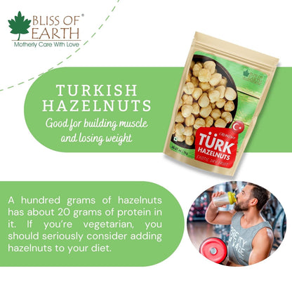 Bliss of Earth 500gm Turkish Hazelnuts For Eating, Raw & Dehulled For Making Chocolate Spread, Healthy & Tasty Dry Fruits