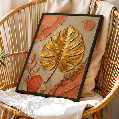 Floral Botanical Wall Painting with Frame | Premium Textured Flower & Leaf Artwork, Pastel Nature Wall Decor Framed for Living Room Bedroom Office and Home Decoration (Art-20,13x19inch)