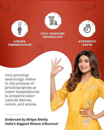 Zoff Red Chilli Powder with Natural Oils - Premium-Quality, Pure & Unadulterated Lal Mirch Powder – Sourced from Hand-Picked Red Chillies - Freshness & Aroma Preserved - Mirchi Powder 200gms