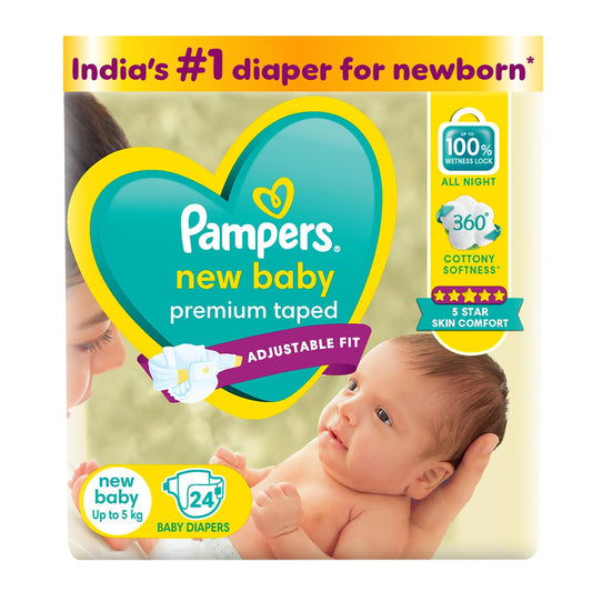 Pampers Active Baby Diapers, New Born, Extra Small, (NB, XS) size, 24 Count, Taped style diaper