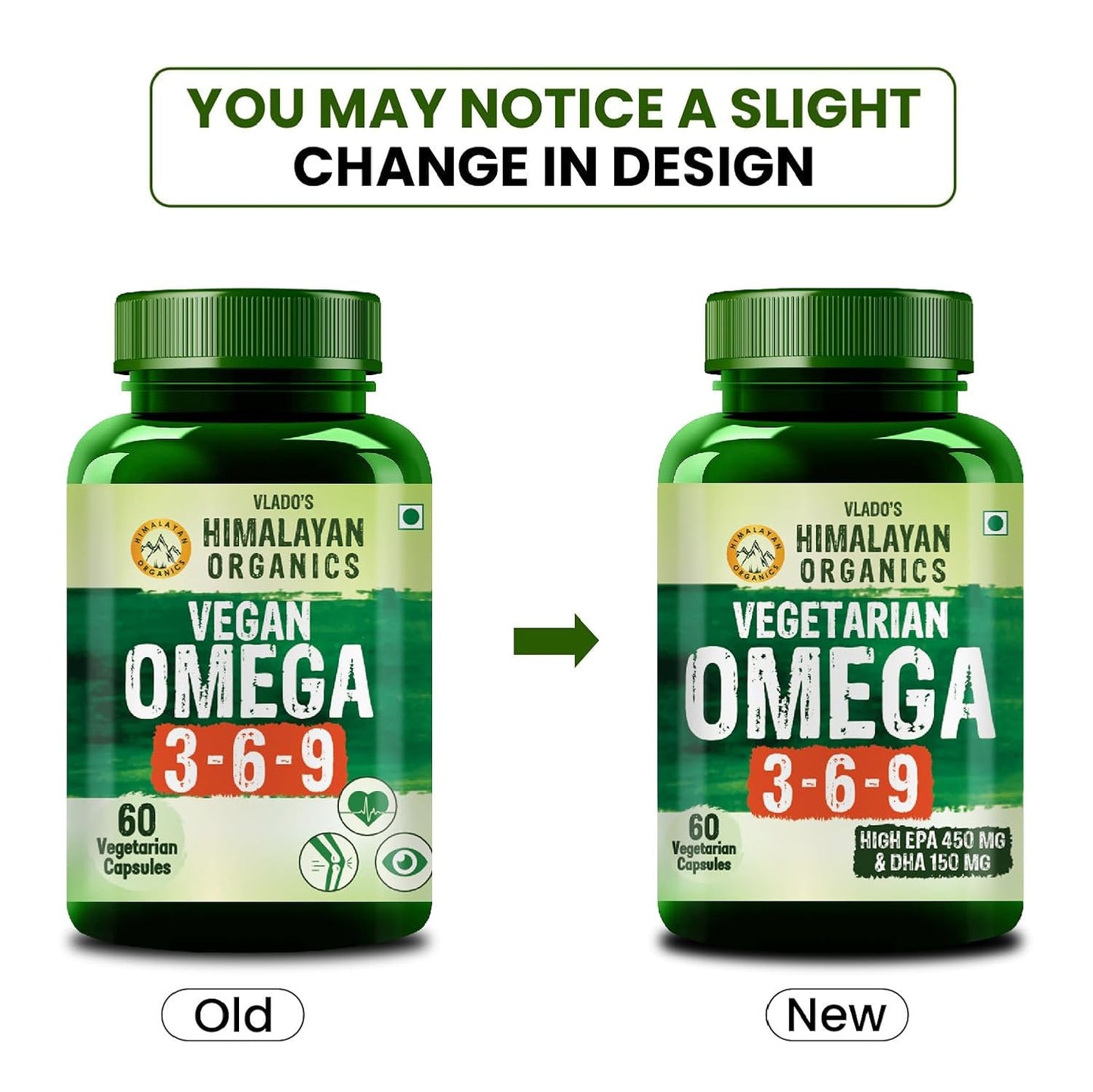 Vlado's Himalayan Organics Omega 3 6 9-2000mg/Serving I Vegetarian Omega 3 Supplement I Support Muscle,Bone,Heart & Skin - No Burps, No Fish Oil Used Capsules for Men & Women- 60 Capsules