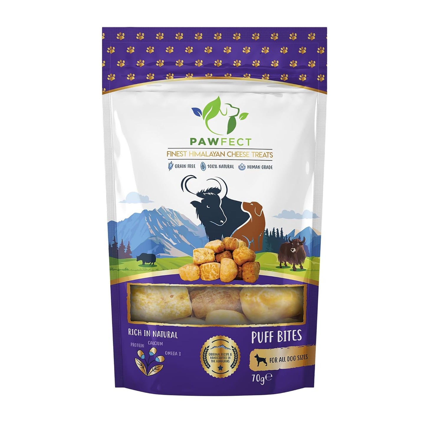 Pawfect Himalayan Cheese Puff Bites for Dogs - 100% Natural Crunchy Treat - High in Protein & Calcium - Healthy Training Treat - Grain-Free - Limited Ingredient Treats for Dogs (70g/2.47oz)