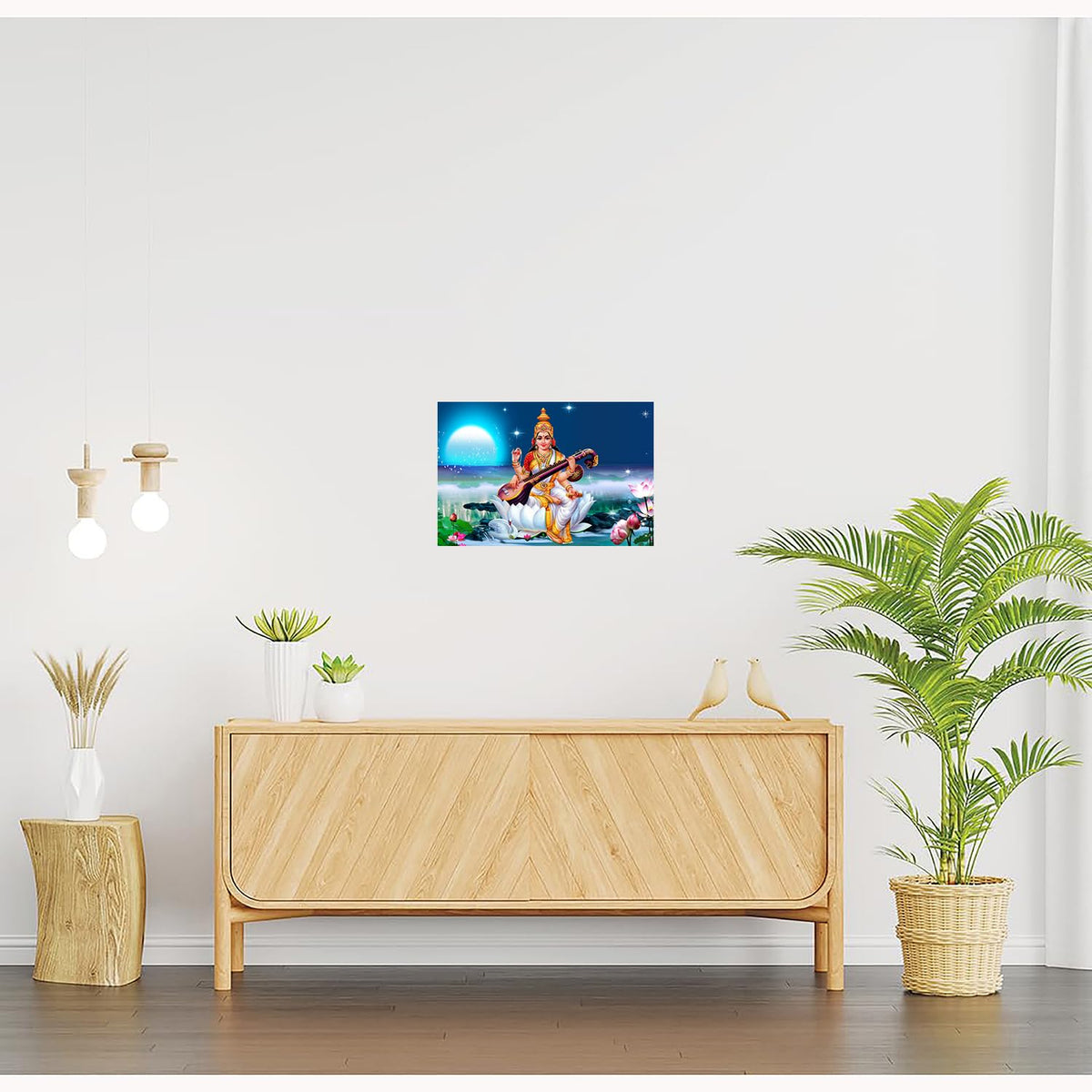 Krishna Arjun Rathe Vinyl Wall Poster | Shri Krishna and Arjun on Rath Poster Sparkle Coated Self Adhesive (Without Frame) (18 x 24 inch)