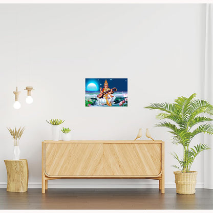 Krishna Arjun Rathe Vinyl Wall Poster | Shri Krishna and Arjun on Rath Poster Sparkle Coated Self Adhesive (Without Frame) (18 x 24 inch)