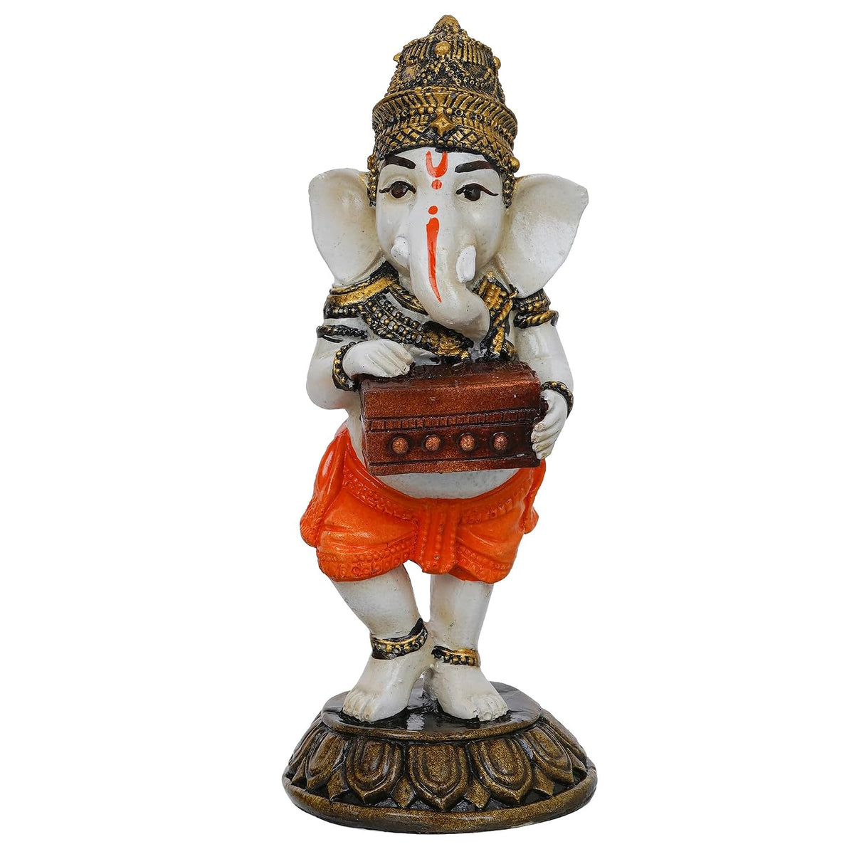 Handcrafted Polyresin Lord Ganesha Idol Playing Harmonium Musical Instrument Statue Decorative Showpiece - Gift for Music Lovers, Devotees On Diwali, Birthday, and Ganesh Chaturthi