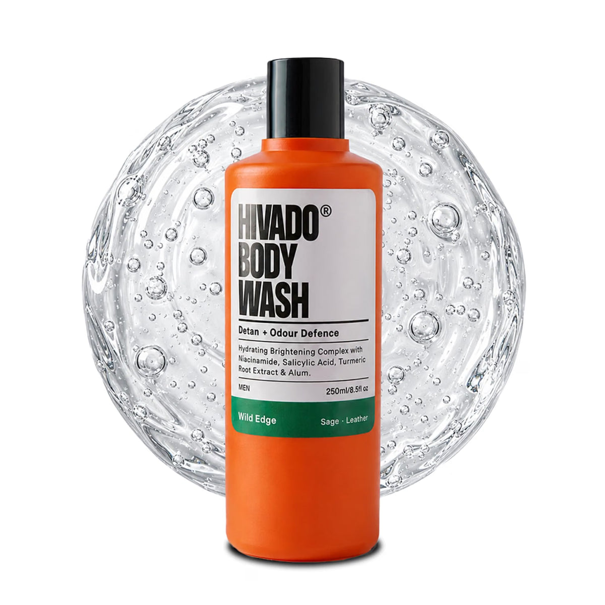 HIVADO Men's De-Tan Body Wash, 250ml | Niacinamide & Turmeric Shower Gel | Tan Removal | Controls Oil, Odour & Back Acne | Brightens Skin