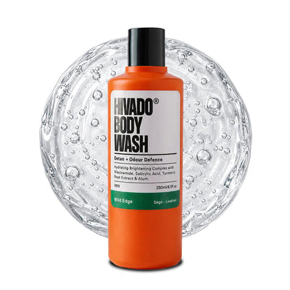 HIVADO Men's De-Tan Body Wash, 250ml | Niacinamide & Turmeric Shower Gel | Tan Removal | Controls Oil, Odour & Back Acne | Brightens Skin