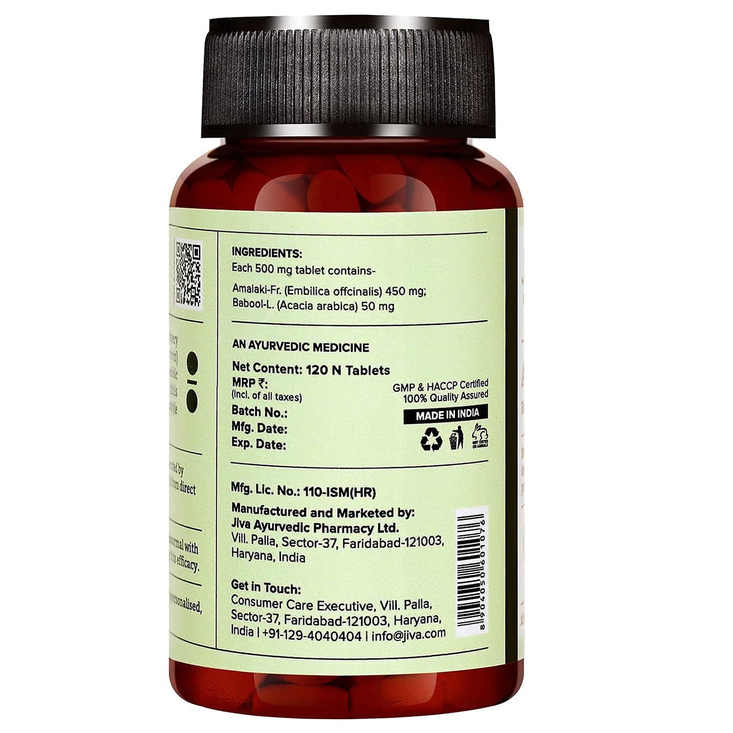 Jiva Amla Tablets 500mg | 100% Ayurvedic Tablets, Rich In Vitamin C - 60 Tablets (Pack Of 1)