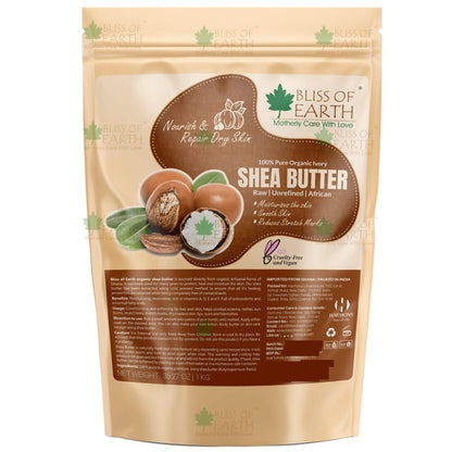 Bliss of Earth Organic Raw Shea Butter, 100% Raw and Unrefined Shea Butter, for Hair & Skin, 100% Pure and Natural, Deep Moisturizing, 100 g, Ivory (100 gm)