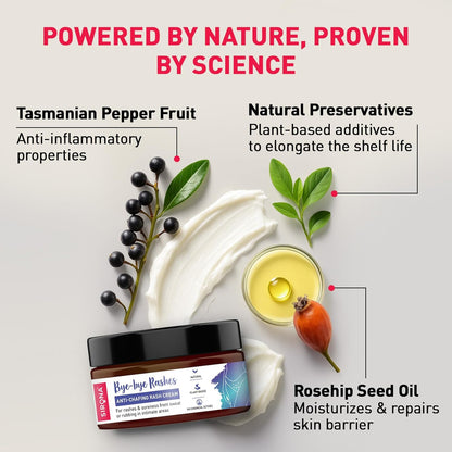 Cosmetic product with ingredients labeled on a light gray background