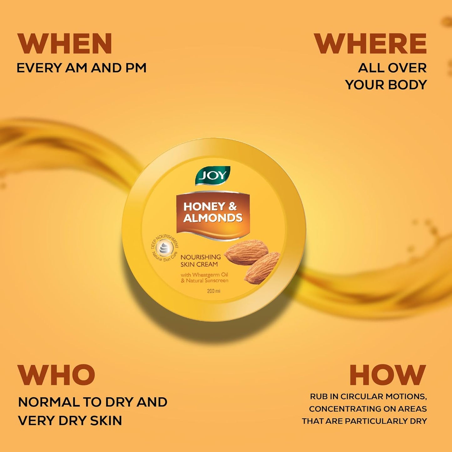 Joy Honey & Almonds Deep Nourishing Moisturizer for Dry Skin | Cold Cream for Face, Hands & Body | Contains Natural Sunscreen for Glowing Skin | Retains Natural Moisture Balance, 500ml