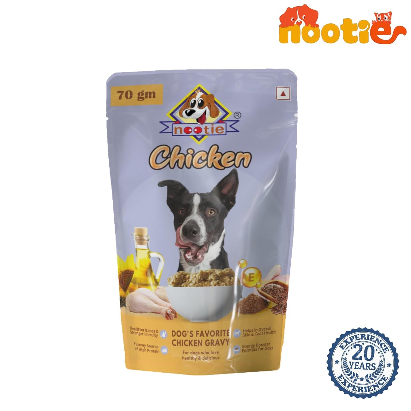 Nootie Wet Gravy for Dog Natural Ingredients, Easy to Digest, Enhances Dog Food, Dog Food Topper | Picky Eater & Appetite Booster Chicken Gravy 70g